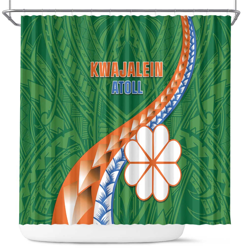 Marshall Islands Kwajalein Atoll Shower Curtain Polynesian Tribal Tattoo LT05 Green - Polynesian Pride