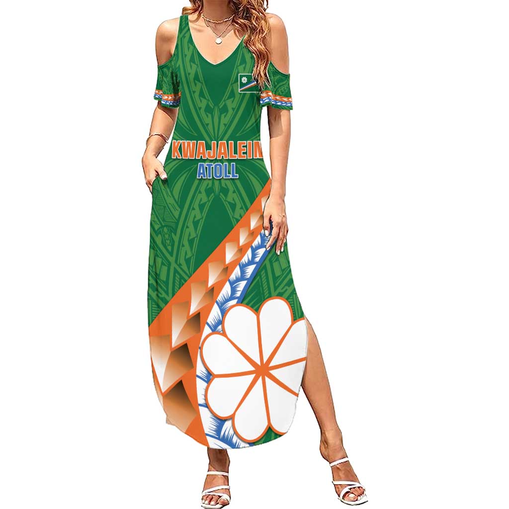 Personalised Marshall Islands Kwajalein Atoll Summer Maxi Dress Polynesian Tribal Tattoo