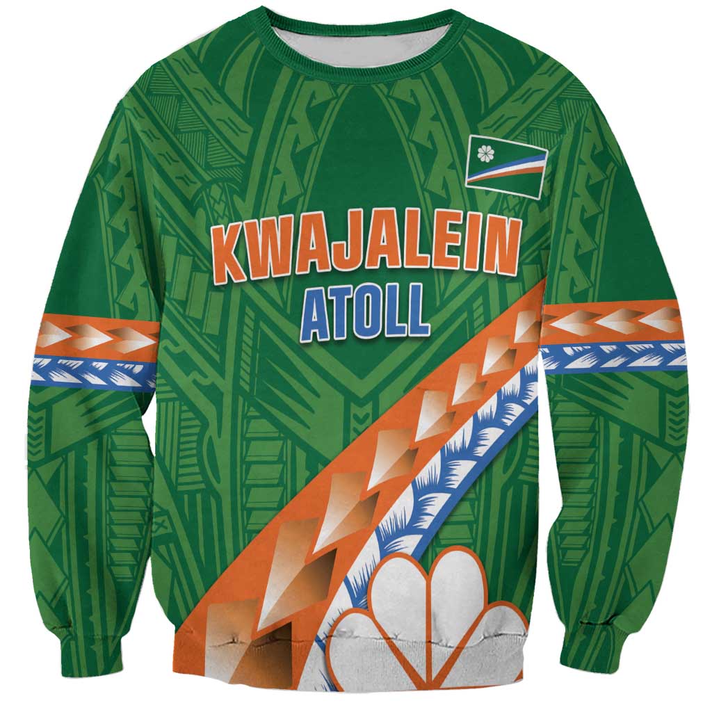 Personalised Marshall Islands Kwajalein Atoll Sweatshirt Polynesian Tribal Tattoo LT05 Unisex Green - Polynesian Pride