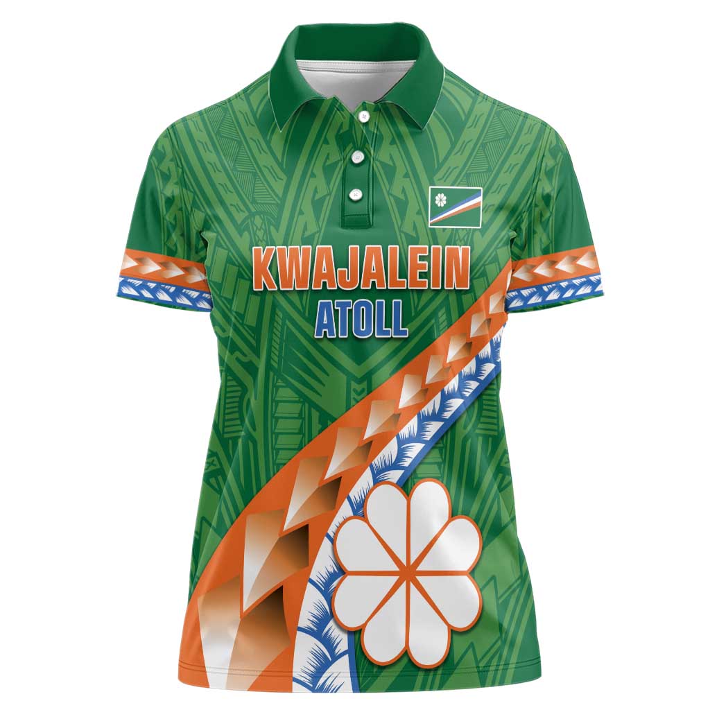 Personalised Marshall Islands Kwajalein Atoll Women Polo Shirt Polynesian Tribal Tattoo