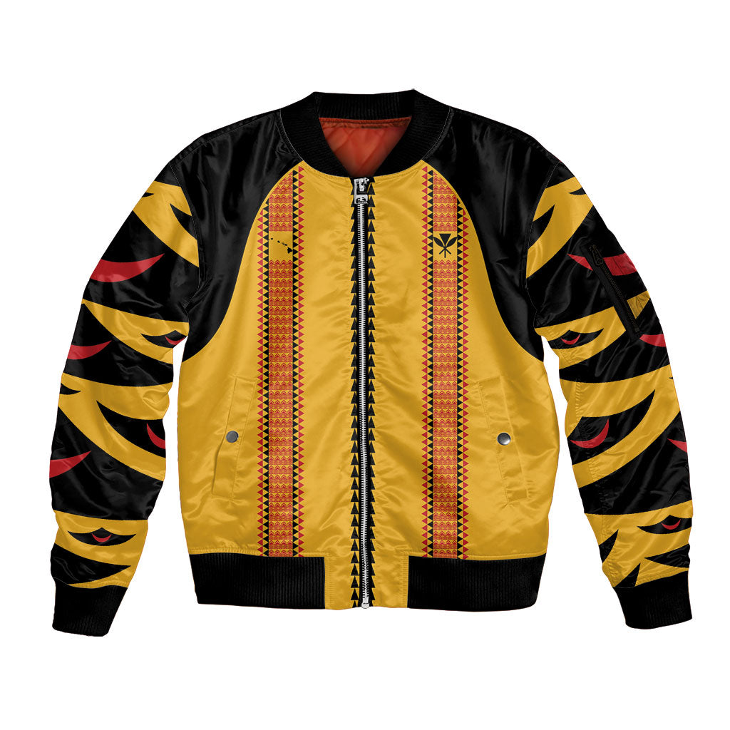 Hawaii Ahu Ula Inspired Sleeve Zip Bomber Jacket Yellow Version
