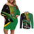 Custom New Zealand And South Africa Rugby Couples Matching Off Shoulder Short Dress and Long Sleeve Button Shirt 2023 Springboks Combine All Black Silver Fern LT05 Green - Polynesian Pride