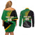 Custom New Zealand And South Africa Rugby Couples Matching Off Shoulder Short Dress and Long Sleeve Button Shirt 2023 Springboks Combine All Black Silver Fern LT05 - Polynesian Pride