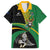 Custom New Zealand And South Africa Rugby Family Matching Off Shoulder Maxi Dress and Hawaiian Shirt 2023 Springboks Combine All Black Silver Fern LT05 Dad's Shirt - Short Sleeve Green - Polynesian Pride