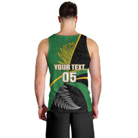 Custom New Zealand And South Africa Rugby Men Tank Top 2023 Springboks Combine All Black Silver Fern LT05 - Polynesian Pride