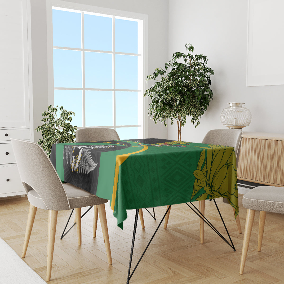 New Zealand And South Africa Rugby Tablecloth 2023 Springboks Combine All Black Silver Fern LT05 - Polynesian Pride