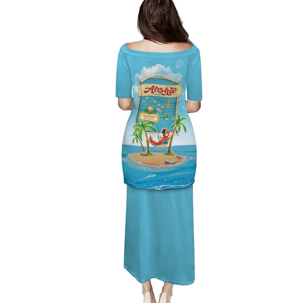 Aloha Hawaii Puletasi Funny Macaw Parrot Tropical Vibe