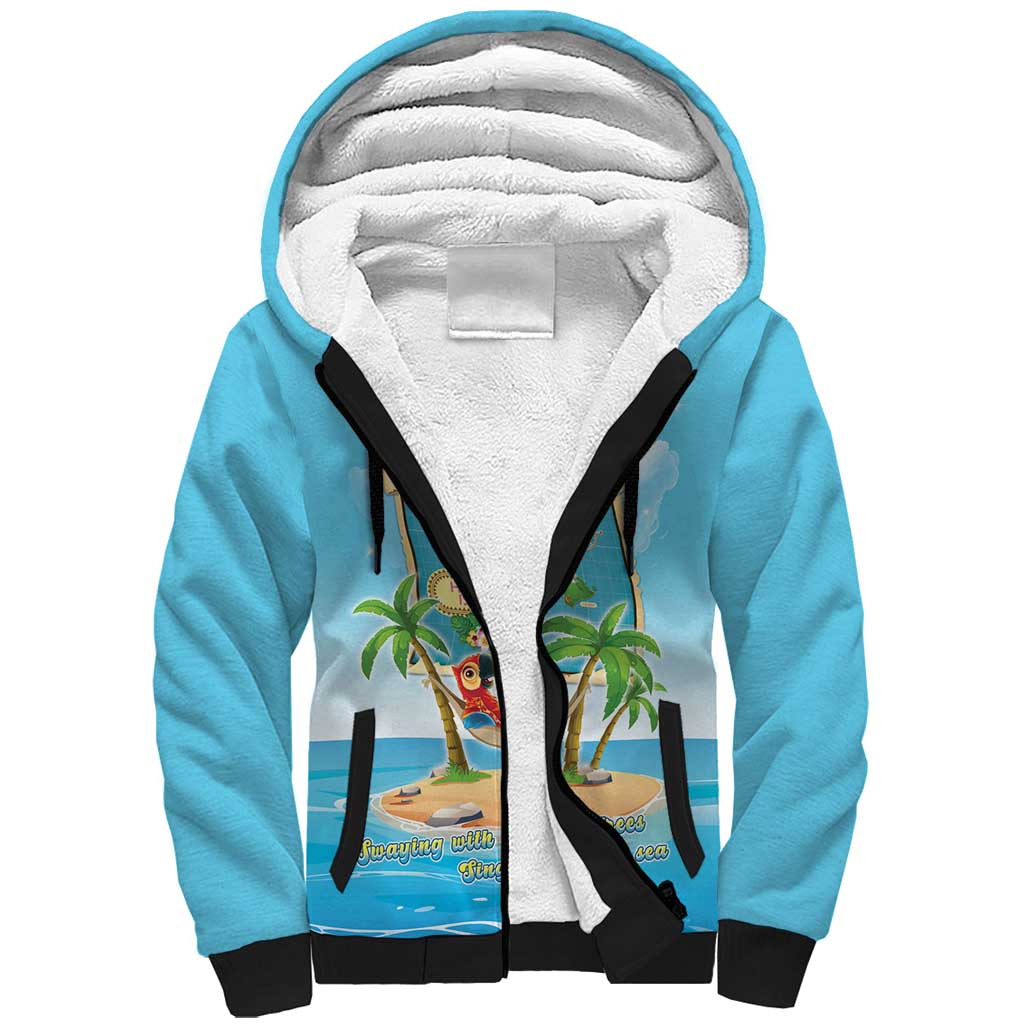 Aloha Hawaii Sherpa Hoodie Funny Macaw Parrot Tropical Vibe