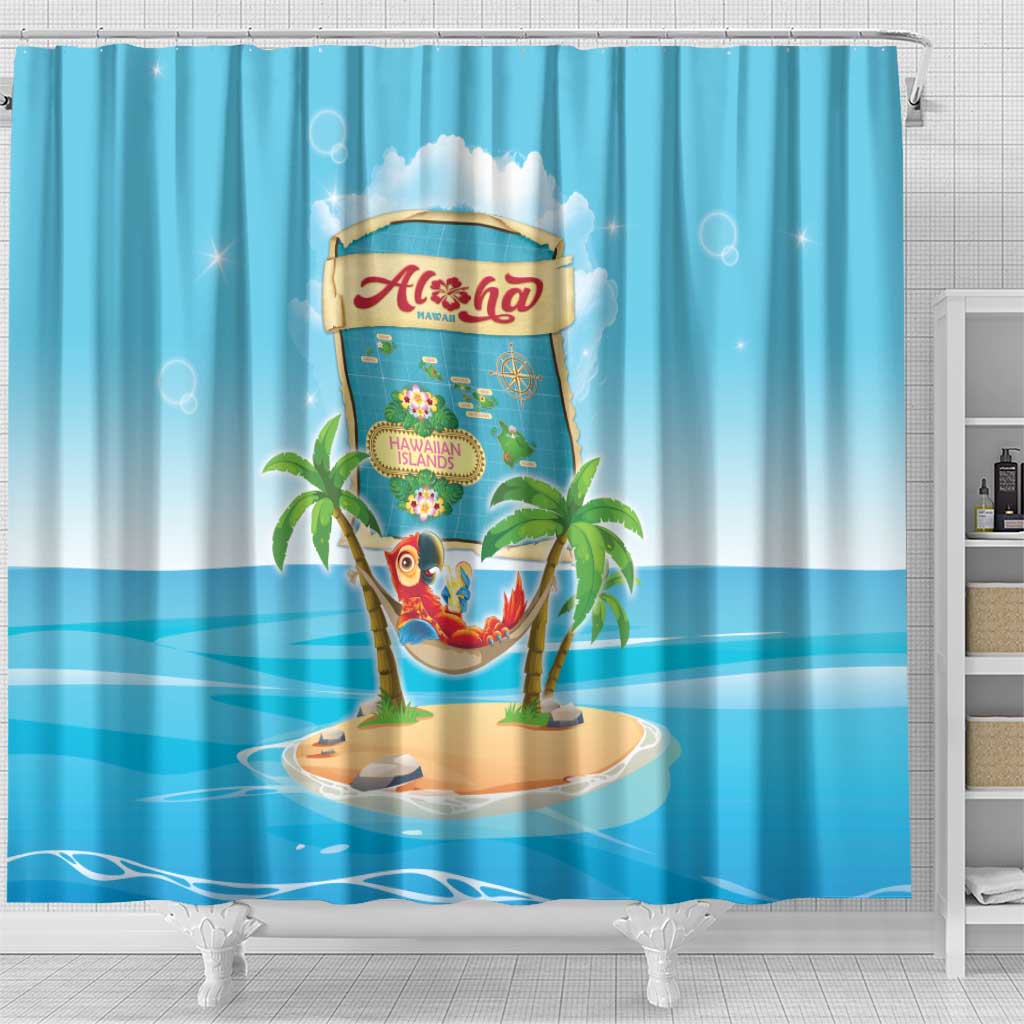 Aloha Hawaii Shower Curtain Funny Macaw Parrot Tropical Vibe