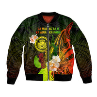 Personalised Hawaii State Motto Bomber Jacket Hawaiian Tribal Reggae Hammerhead Shark LT05 Unisex Reggae - Polynesian Pride