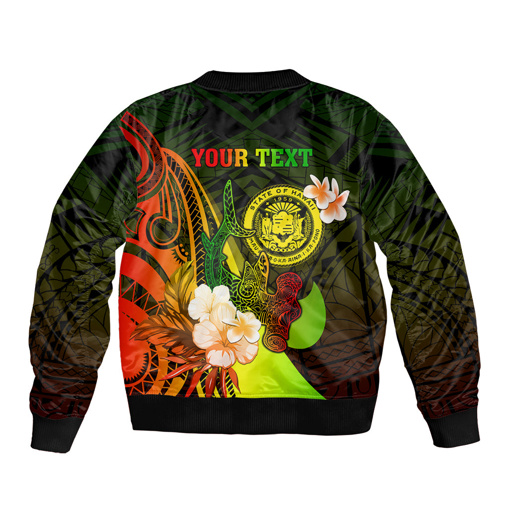 Personalised Hawaii State Motto Bomber Jacket Hawaiian Tribal Reggae Hammerhead Shark LT05 - Polynesian Pride