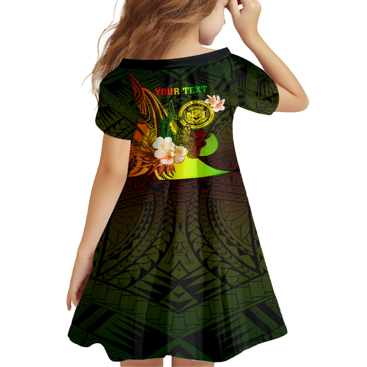Personalised Hawaii State Motto Family Matching Long Sleeve Bodycon Dress and Hawaiian Shirt Hawaiian Tribal Reggae Hammerhead Shark LT05 - Polynesian Pride