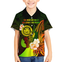Personalised Hawaii State Motto Kid Hawaiian Shirt Hawaiian Tribal Reggae Hammerhead Shark LT05 Kid Reggae - Polynesian Pride