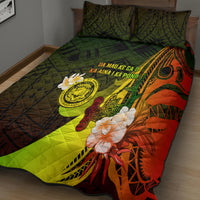 Hawaii State Motto Quilt Bed Set Hawaiian Tribal Reggae Hammerhead Shark LT05 - Polynesian Pride