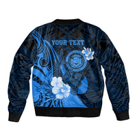 Personalised Hawaii State Motto Bomber Jacket Hawaiian Tribal Blue Hammerhead Shark LT05 - Polynesian Pride