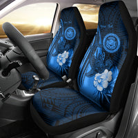 Personalised Hawaii State Motto Car Seat Cover Hawaiian Tribal Blue Hammerhead Shark LT05 - Polynesian Pride