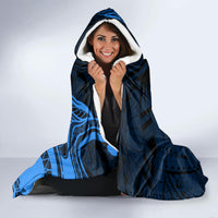 Hawaii State Motto Hooded Blanket Hawaiian Tribal Blue Hammerhead Shark LT05 - Polynesian Pride