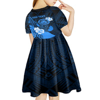 Personalised Hawaii State Motto Kid Short Sleeve Dress Hawaiian Tribal Blue Hammerhead Shark LT05 - Polynesian Pride