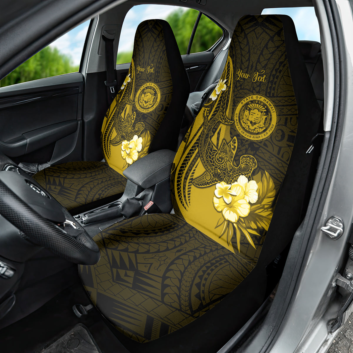 Personalised Hawaii State Motto Car Seat Cover Hawaiian Tribal Gold Hammerhead Shark LT05 - Polynesian Pride