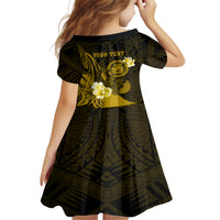 Personalised Hawaii State Motto Family Matching Off Shoulder Maxi Dress and Hawaiian Shirt Hawaiian Tribal Gold Hammerhead Shark LT05 - Polynesian Pride
