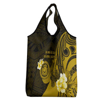 Hawaii State Motto Grocery Bag Hawaiian Tribal Gold Hammerhead Shark