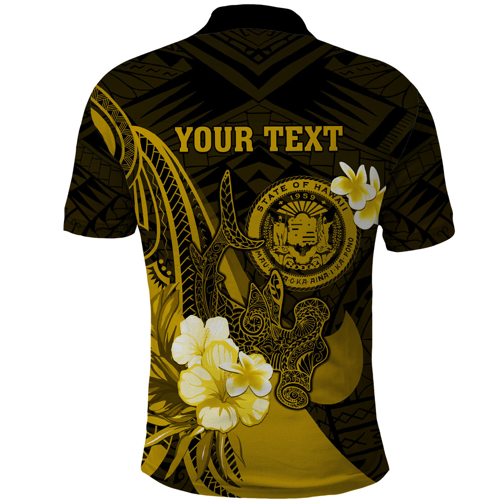 Personalised Hawaii State Motto Polo Shirt Hawaiian Tribal Gold Hammerhead Shark LT05 - Polynesian Pride