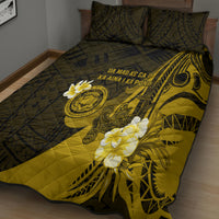 Hawaii State Motto Quilt Bed Set Hawaiian Tribal Gold Hammerhead Shark LT05 - Polynesian Pride
