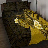 Hawaii State Motto Quilt Bed Set Hawaiian Tribal Gold Hammerhead Shark LT05 - Polynesian Pride
