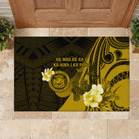 Hawaii State Motto Rubber Doormat Hawaiian Tribal Gold Hammerhead Shark LT05 - Polynesian Pride