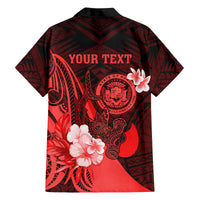 Personalised Hawaii State Motto Family Matching Tank Maxi Dress and Hawaiian Shirt Hawaiian Tribal Red Hammerhead Shark LT05 - Polynesian Pride