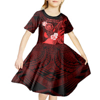 Personalised Hawaii State Motto Kid Short Sleeve Dress Hawaiian Tribal Red Hammerhead Shark LT05 - Polynesian Pride