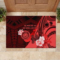 Hawaii State Motto Rubber Doormat Hawaiian Tribal Red Hammerhead Shark LT05 - Polynesian Pride