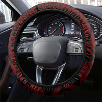 Hawaii State Motto Steering Wheel Cover Hawaiian Tribal Red Hammerhead Shark LT05 - Polynesian Pride