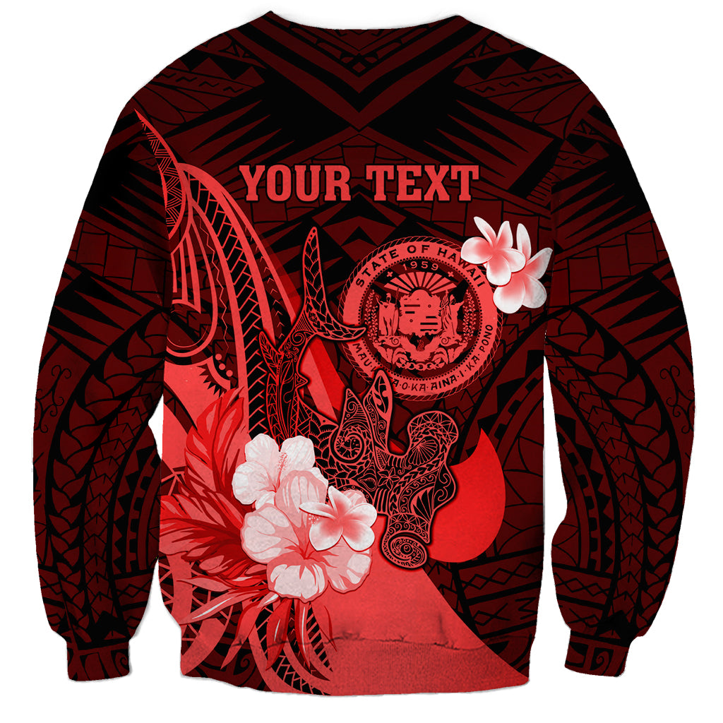 Personalised Hawaii State Motto Sweatshirt Hawaiian Tribal Red Hammerhead Shark LT05 - Polynesian Pride