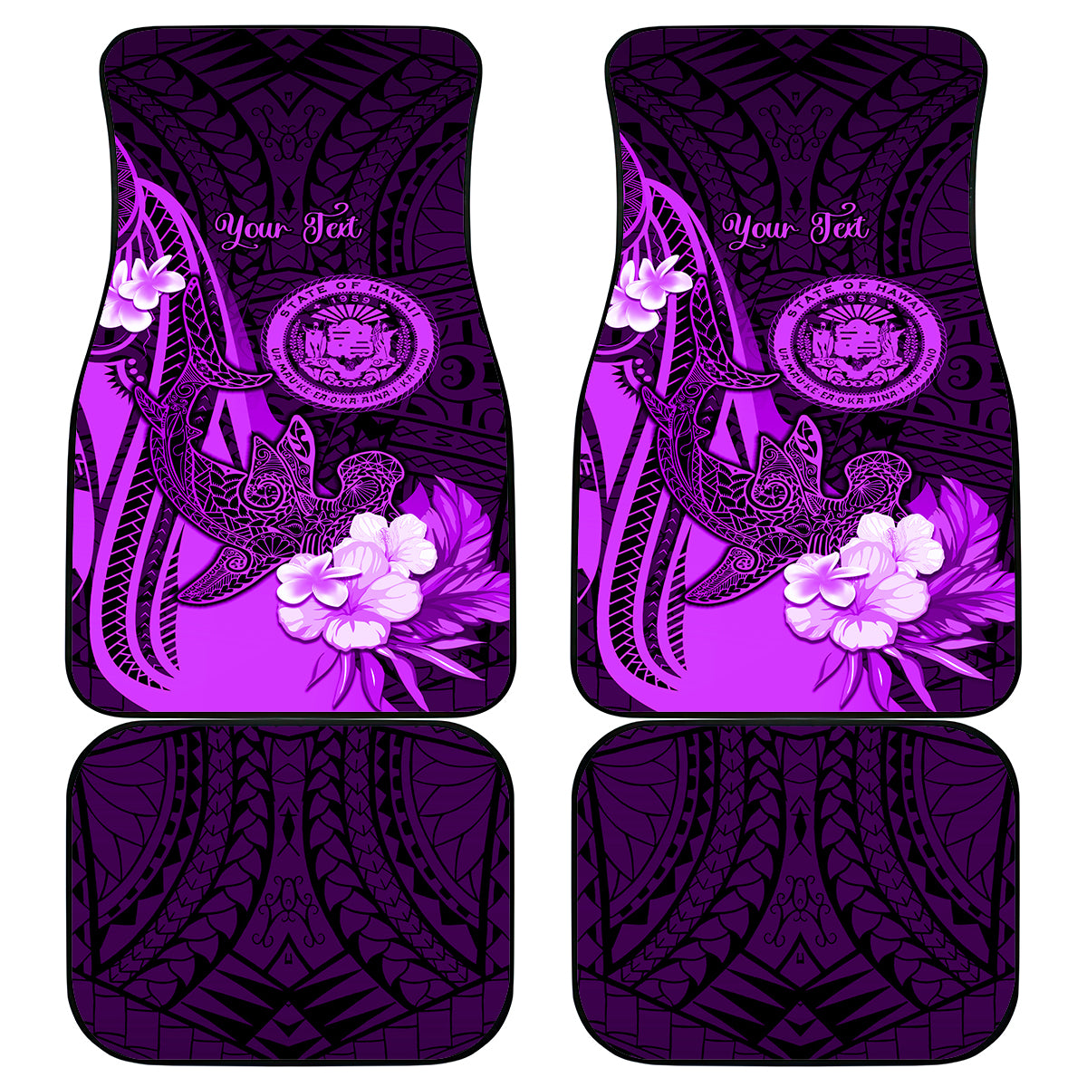 Personalised Hawaii State Motto Car Mats Hawaiian Tribal Purple Hammerhead Shark LT05 Purple - Polynesian Pride