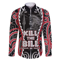 Aotearoa Waitangi Day Family Matching Mermaid Dress and Hawaiian Shirt Maori Warrior Tribal Tattoo LT05 Dad's Shirt - Long Sleeve Black - Polynesian Pride