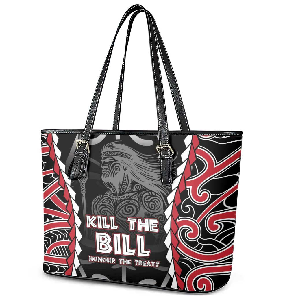 Aotearoa Waitangi Day Leather Tote Bag Maori Warrior Tribal Tattoo