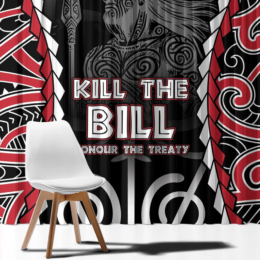 Aotearoa Waitangi Day Window Curtain Maori Warrior Tribal Tattoo