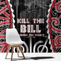 Aotearoa Waitangi Day Window Curtain Maori Warrior Tribal Tattoo