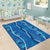 Hawaii Maile Lei Area Rug With Blue Monstera Pattern