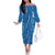 Hawaii Maile Lei Family Matching Off The Shoulder Long Sleeve Dress and Hawaiian Shirt With Blue Monstera Pattern