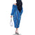 Hawaii Maile Lei Family Matching Off The Shoulder Long Sleeve Dress and Hawaiian Shirt With Blue Monstera Pattern