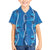 Hawaii Maile Lei Family Matching Off The Shoulder Long Sleeve Dress and Hawaiian Shirt With Blue Monstera Pattern