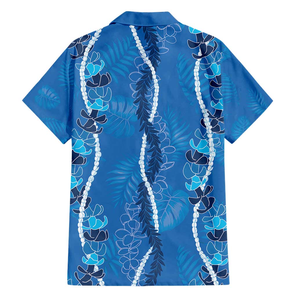 Hawaii Maile Lei Hawaiian Shirt With Blue Monstera Pattern
