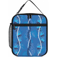 Hawaii Maile Lei Lunch Bag With Blue Monstera Pattern