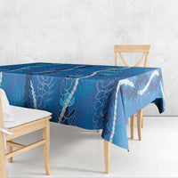 Hawaii Maile Lei Tablecloth With Blue Monstera Pattern LT05 - Polynesian Pride