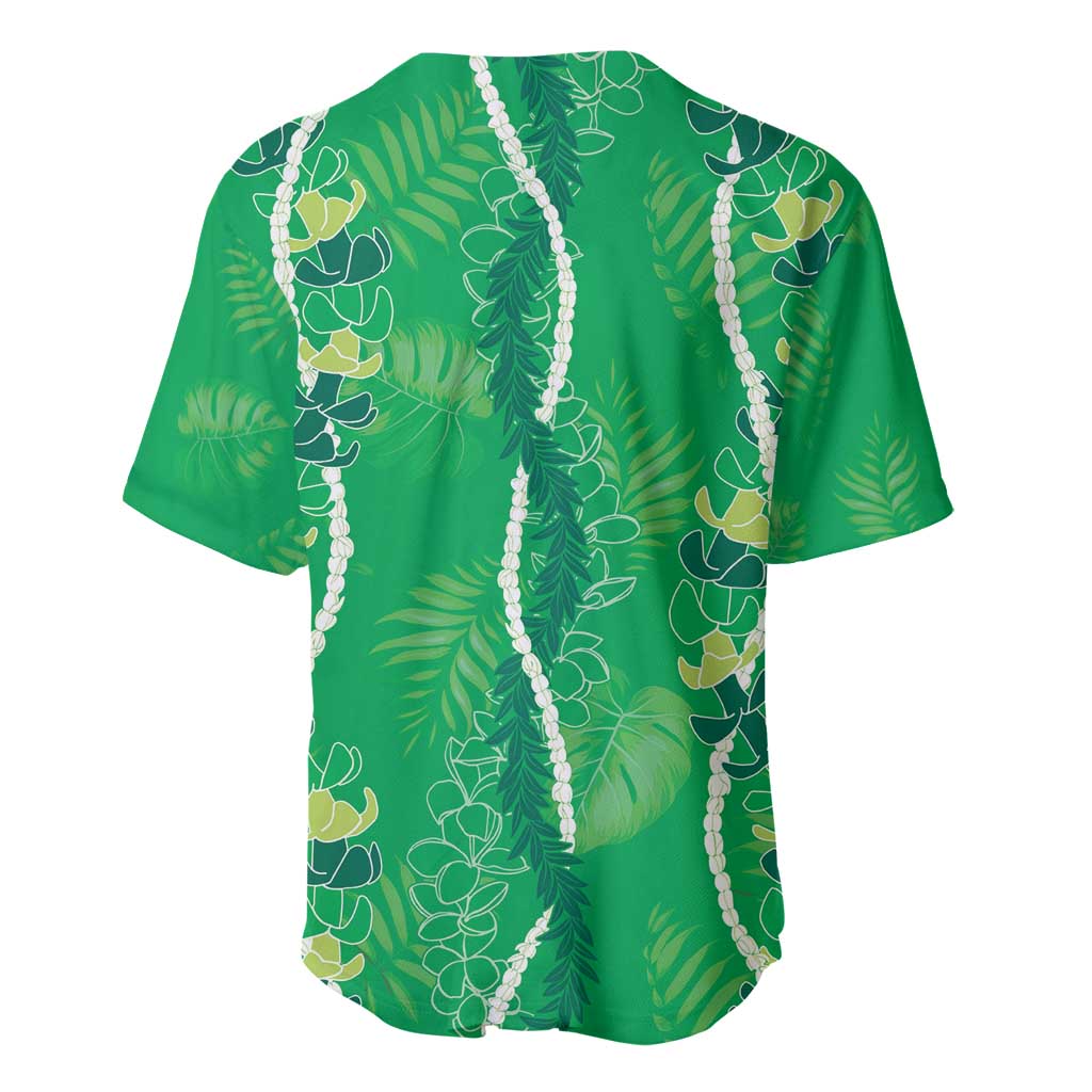 Hawaii Maile Lei Baseball Jersey With Green Monstera Pattern LT05 - Polynesian Pride