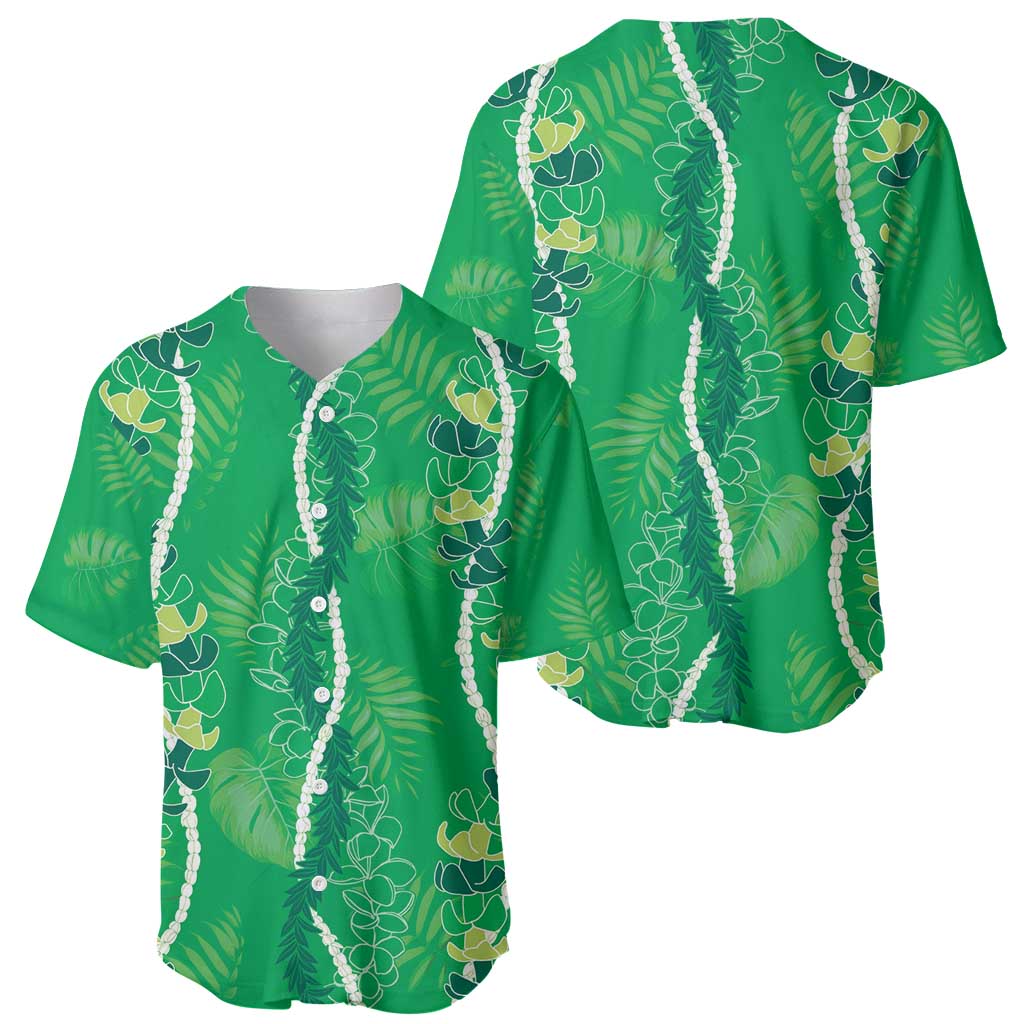 Hawaii Maile Lei Baseball Jersey With Green Monstera Pattern LT05 - Polynesian Pride