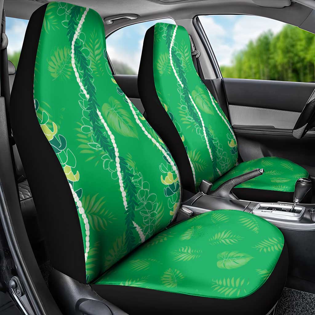 Hawaii Maile Lei Car Seat Cover With Green Monstera Pattern