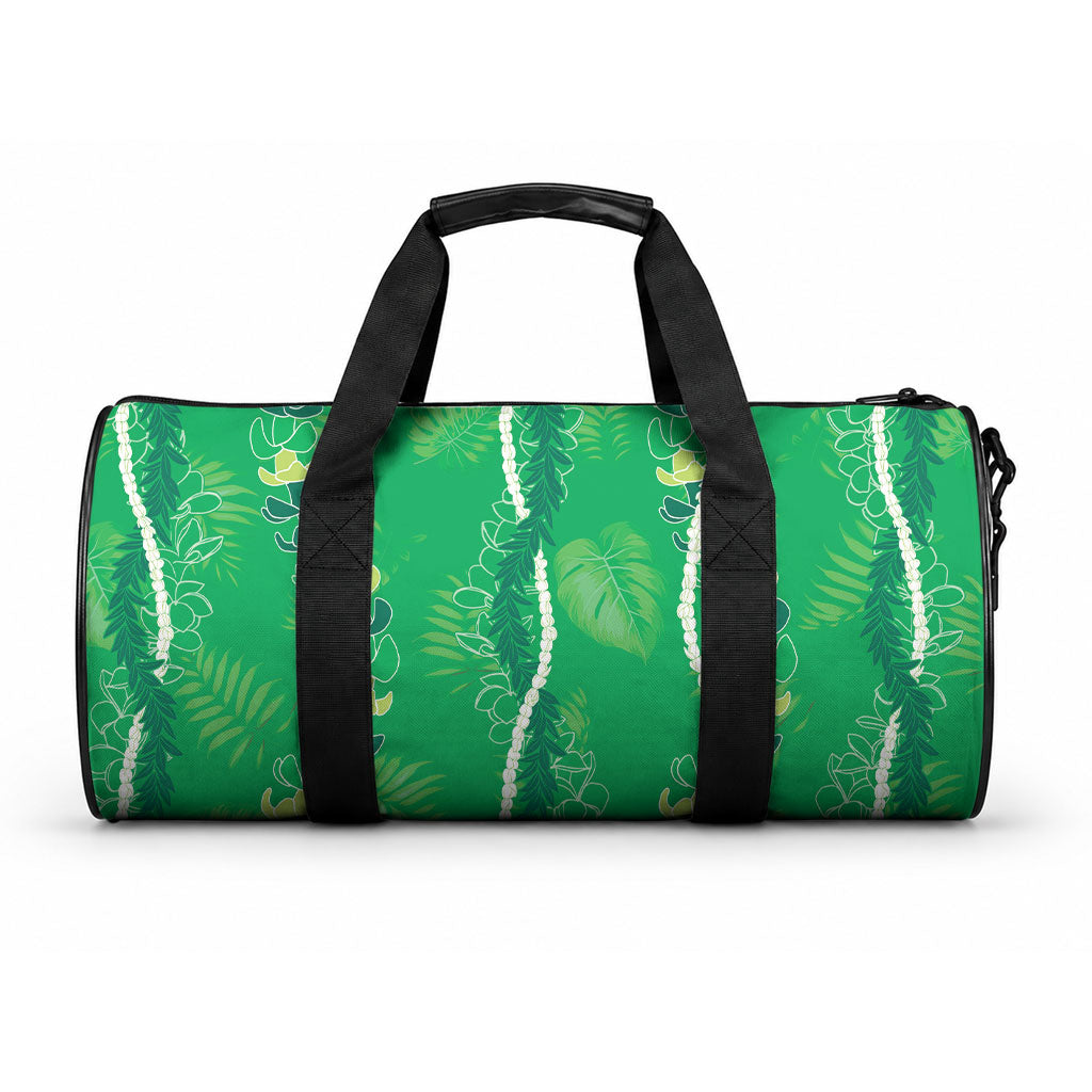 Hawaii Maile Lei Duffle Bag With Green Monstera Pattern